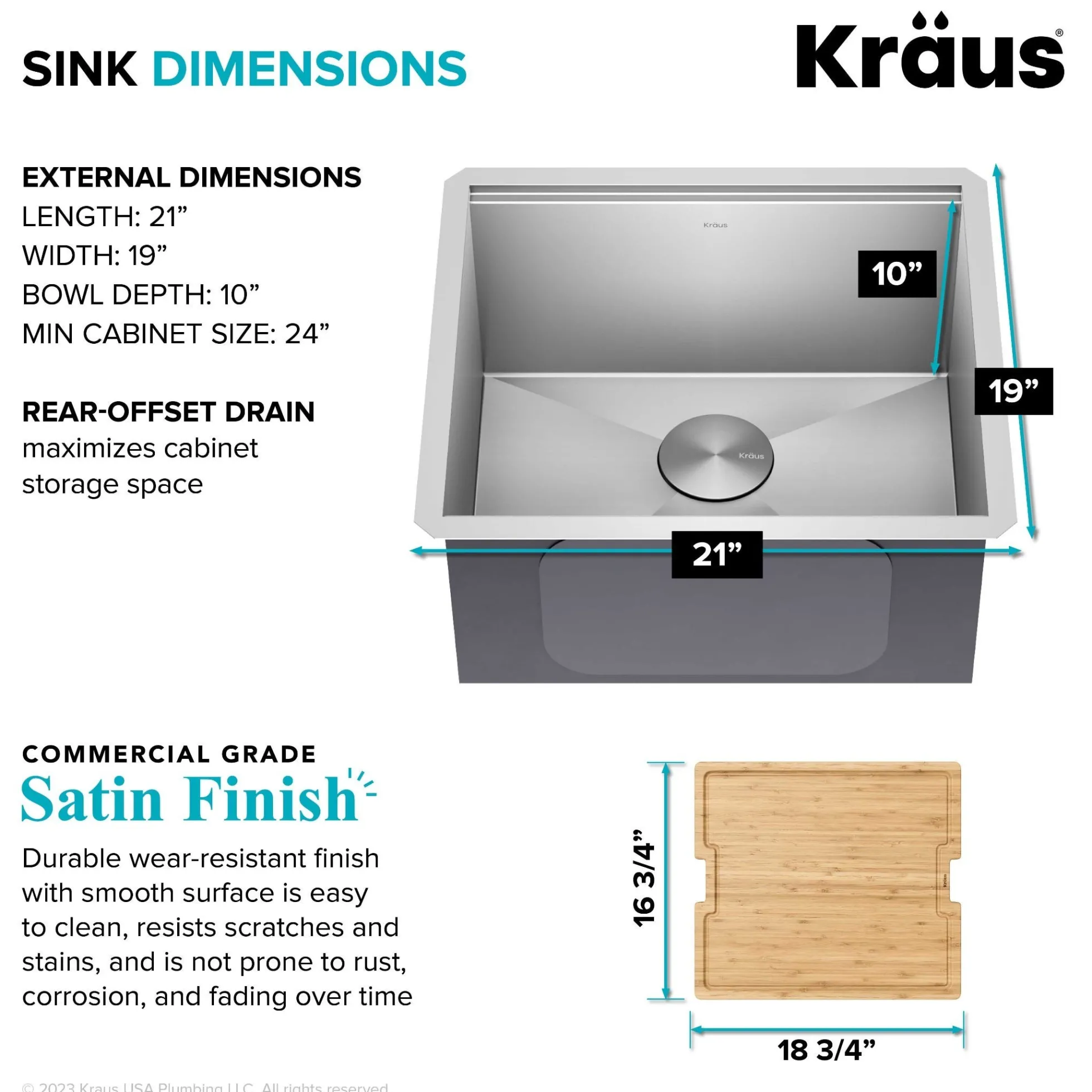 21" Undermount Workstation 16 Gauge Single Bowl Stainless Steel Kitchen Sink with Accessories
