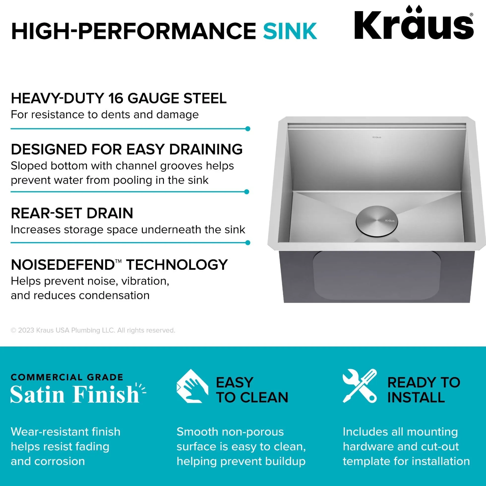 21" Undermount Workstation 16 Gauge Single Bowl Stainless Steel Kitchen Sink with Accessories