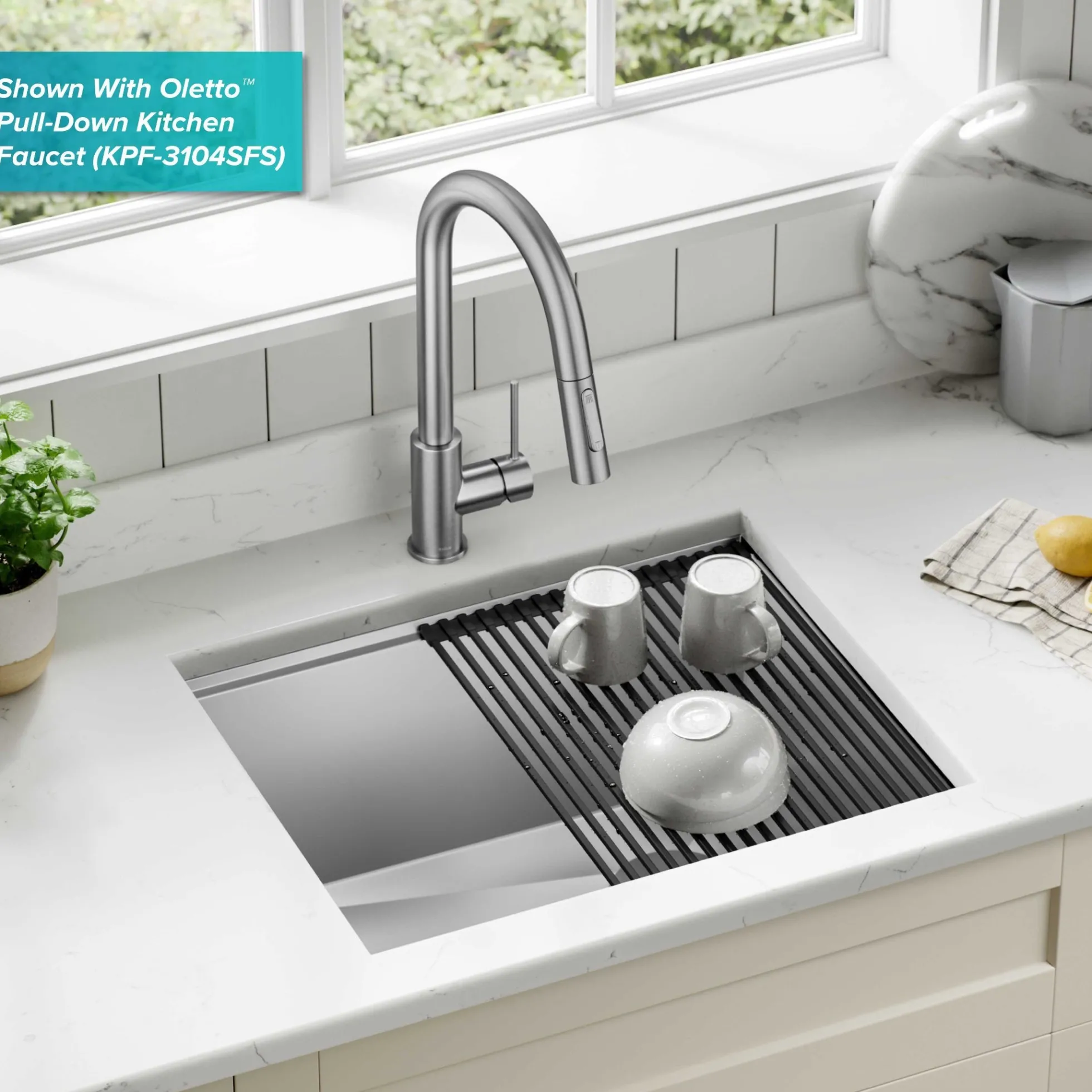 23" Undermount Workstation 16 Gauge Single Bowl Stainless Steel Kitchen Sink with Accessories