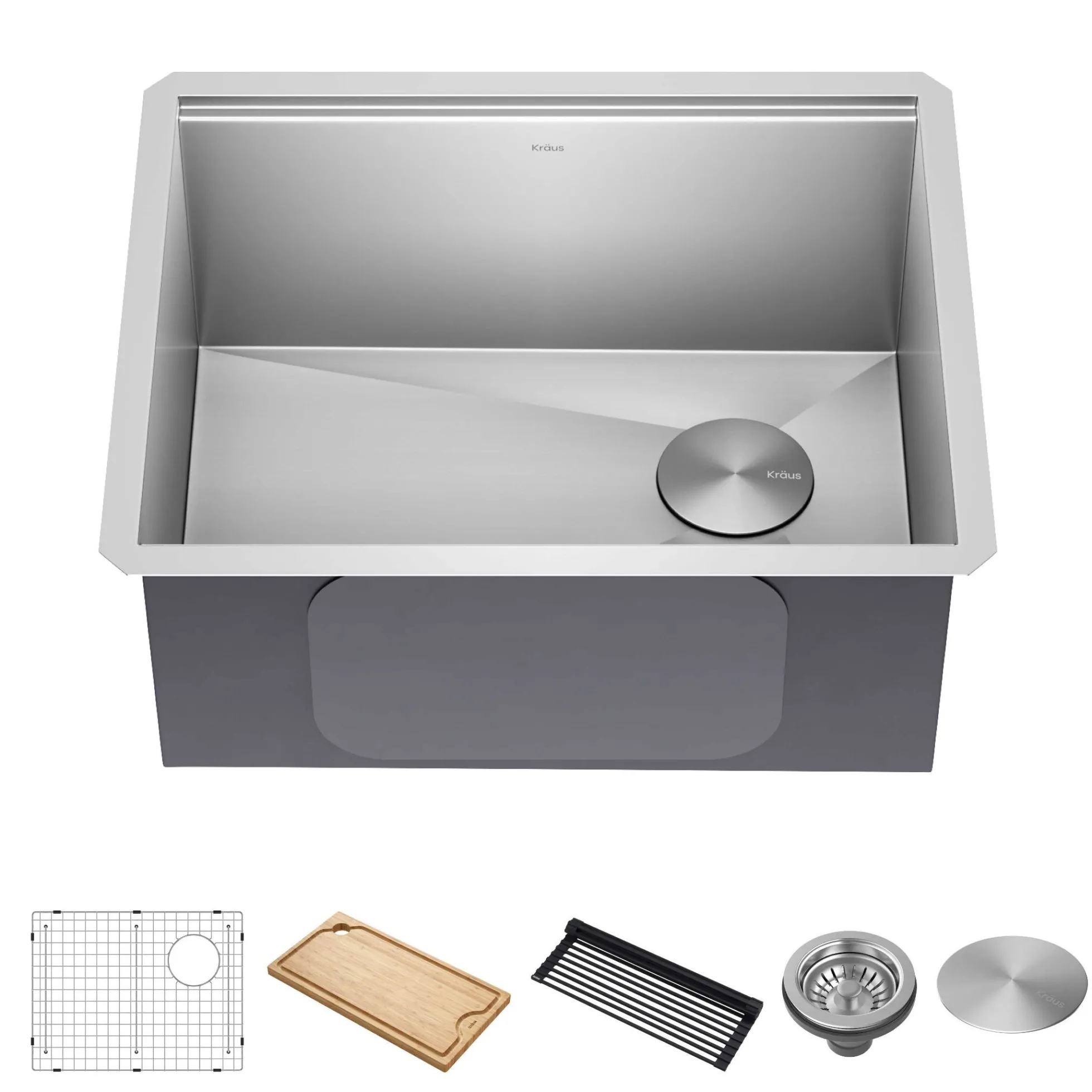 23" Undermount Workstation 16 Gauge Single Bowl Stainless Steel Kitchen Sink with Accessories