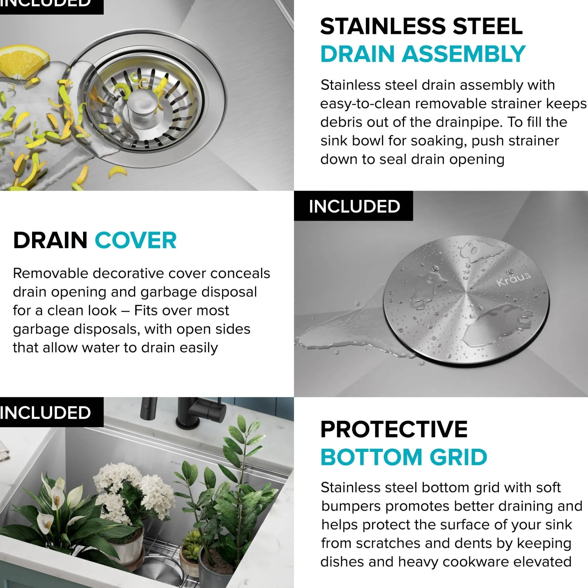 23" Undermount Workstation Single Bowl 16 Gauge Deep Laundry Utility Stainless Steel Kitchen Sink with Accessories
