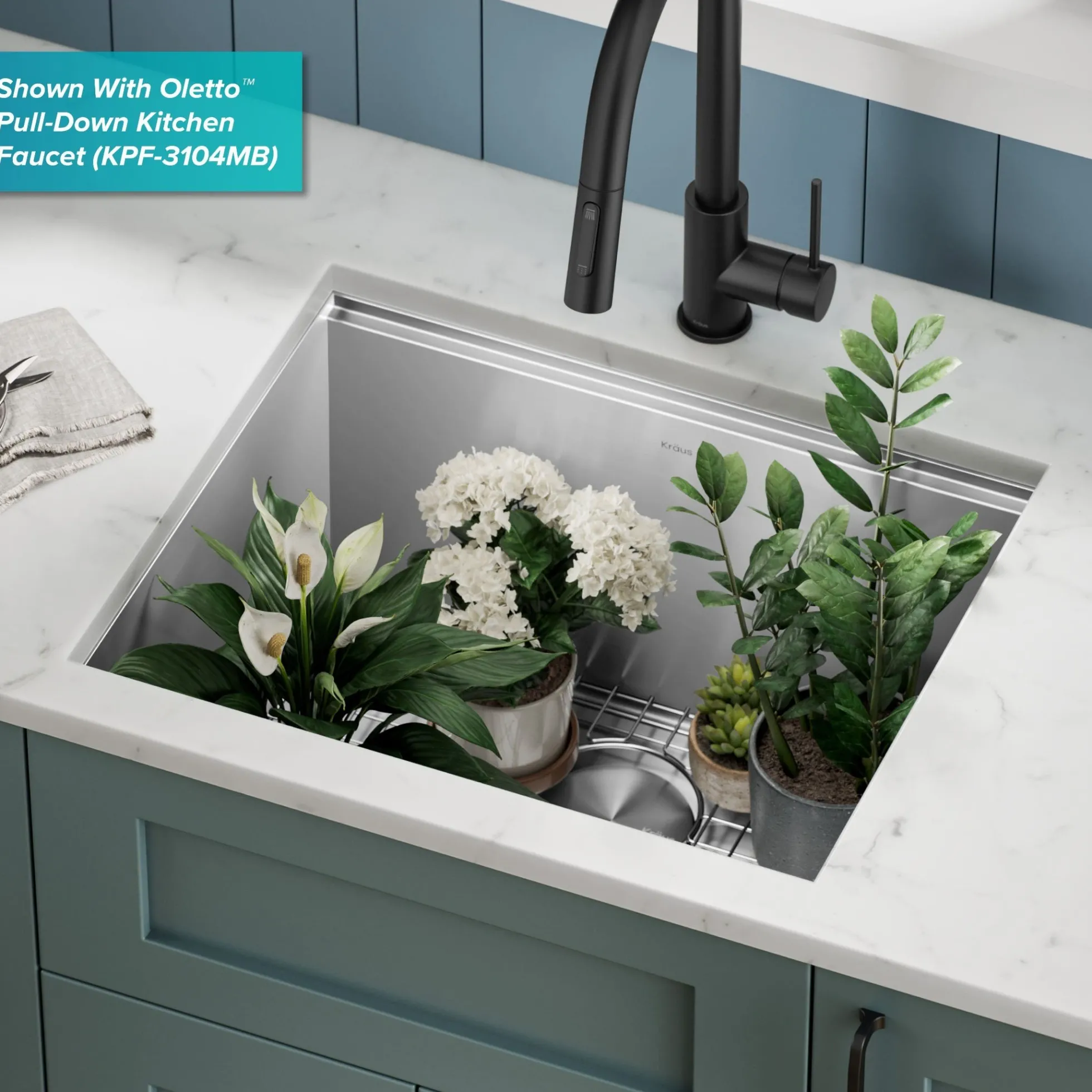 23" Undermount Workstation Single Bowl 16 Gauge Deep Laundry Utility Stainless Steel Kitchen Sink with Accessories