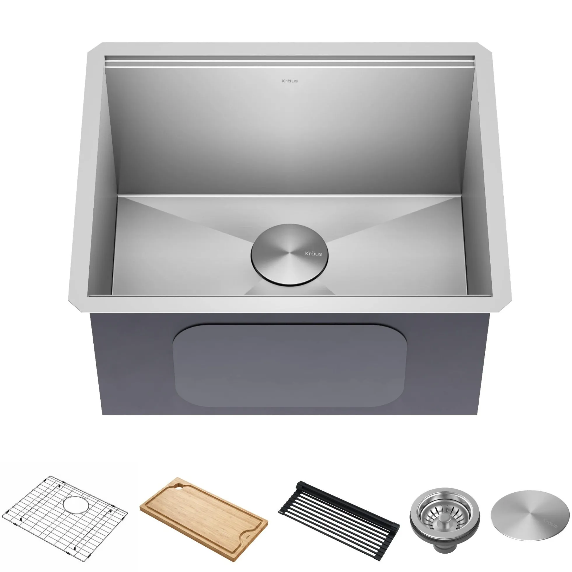 23" Undermount Workstation Single Bowl 16 Gauge Deep Laundry Utility Stainless Steel Kitchen Sink with Accessories
