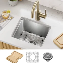 15”Undermount Workstation Single Bowl 18-Gauge Stainless SteelBarKitchen Sinkwith Accessories