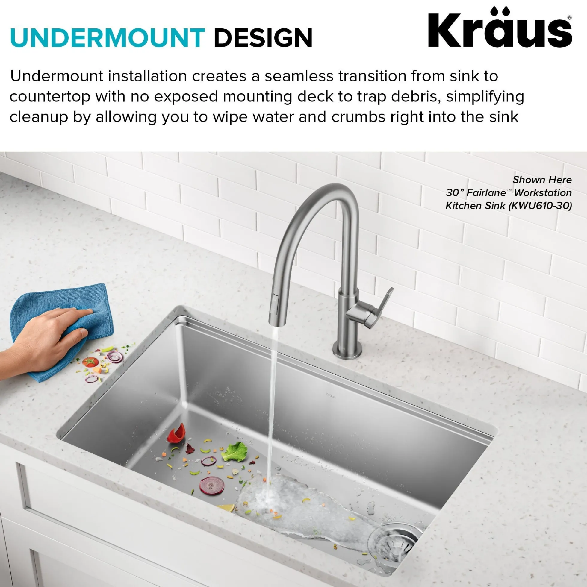25”Undermount Workstation Single Bowl 18-GaugeStainless Steel Kitchen Sinkwith Accessories