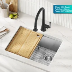 25”Undermount Workstation Single Bowl 18-GaugeStainless Steel Kitchen Sinkwith Accessories