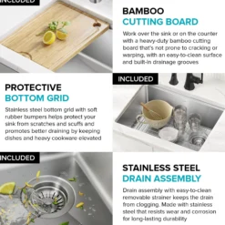 25”Undermount Workstation Single Bowl 18-GaugeStainless Steel Kitchen Sinkwith Accessories