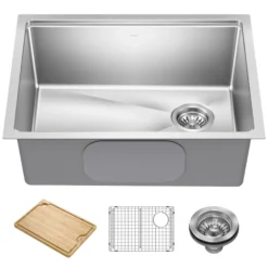 25”Undermount Workstation Single Bowl 18-GaugeStainless Steel Kitchen Sinkwith Accessories