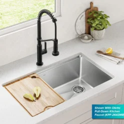 32” Undermount WorkstationSingle Bowl18-GaugeStainless Steel Kitchen Sinkwith Accessories