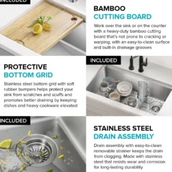 32” Undermount WorkstationSingle Bowl18-GaugeStainless Steel Kitchen Sinkwith Accessories