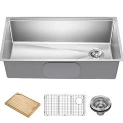32” Undermount WorkstationSingle Bowl18-GaugeStainless Steel Kitchen Sinkwith Accessories