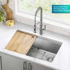 30”Undermount Workstation Single Bowl 18-GaugeStainless Steel Kitchen Sinkwith Accessories