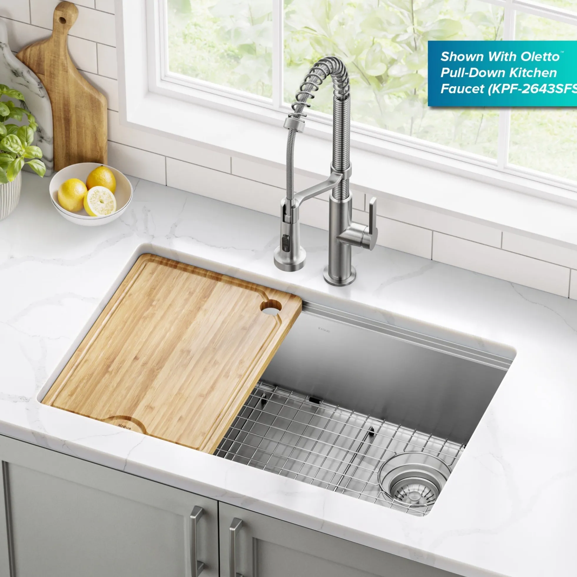 30”Undermount Workstation Single Bowl 18-GaugeStainless Steel Kitchen Sinkwith Accessories