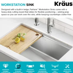 30”Undermount Workstation Single Bowl 18-GaugeStainless Steel Kitchen Sinkwith Accessories