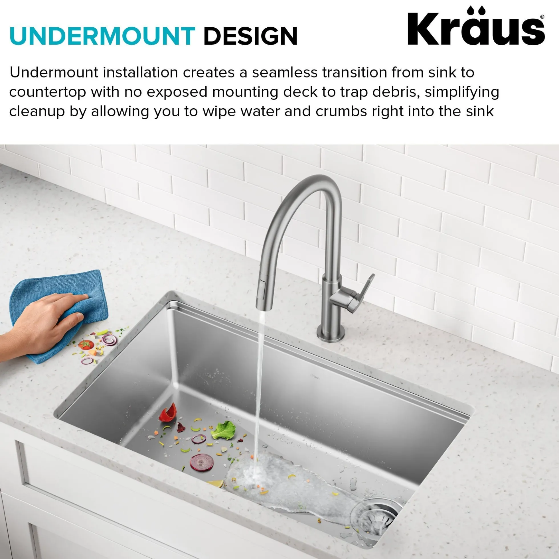 30”Undermount Workstation Single Bowl 18-GaugeStainless Steel Kitchen Sinkwith Accessories