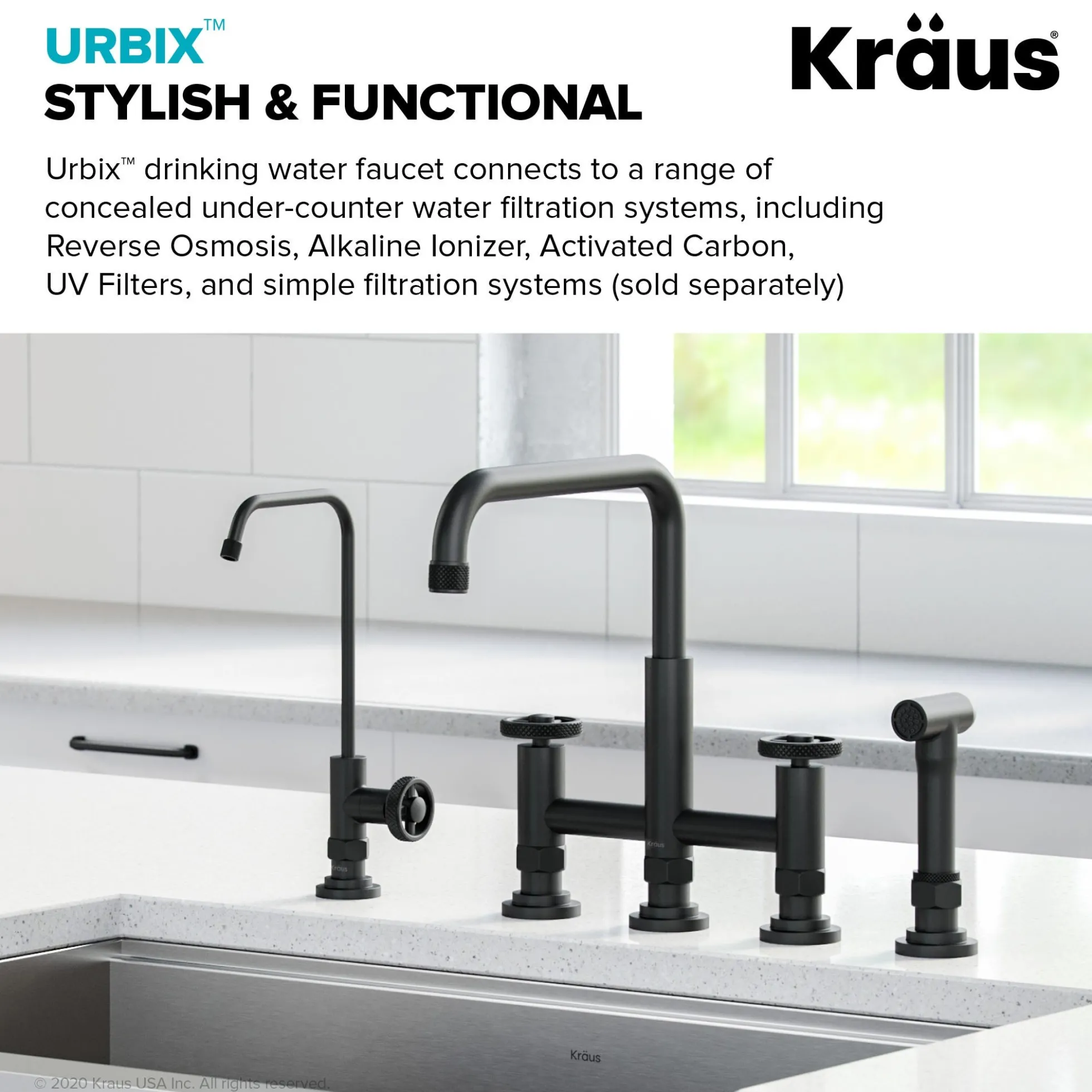 Urbix 100% Lead-Free Kitchen Water Filter Faucet in Matte Black
