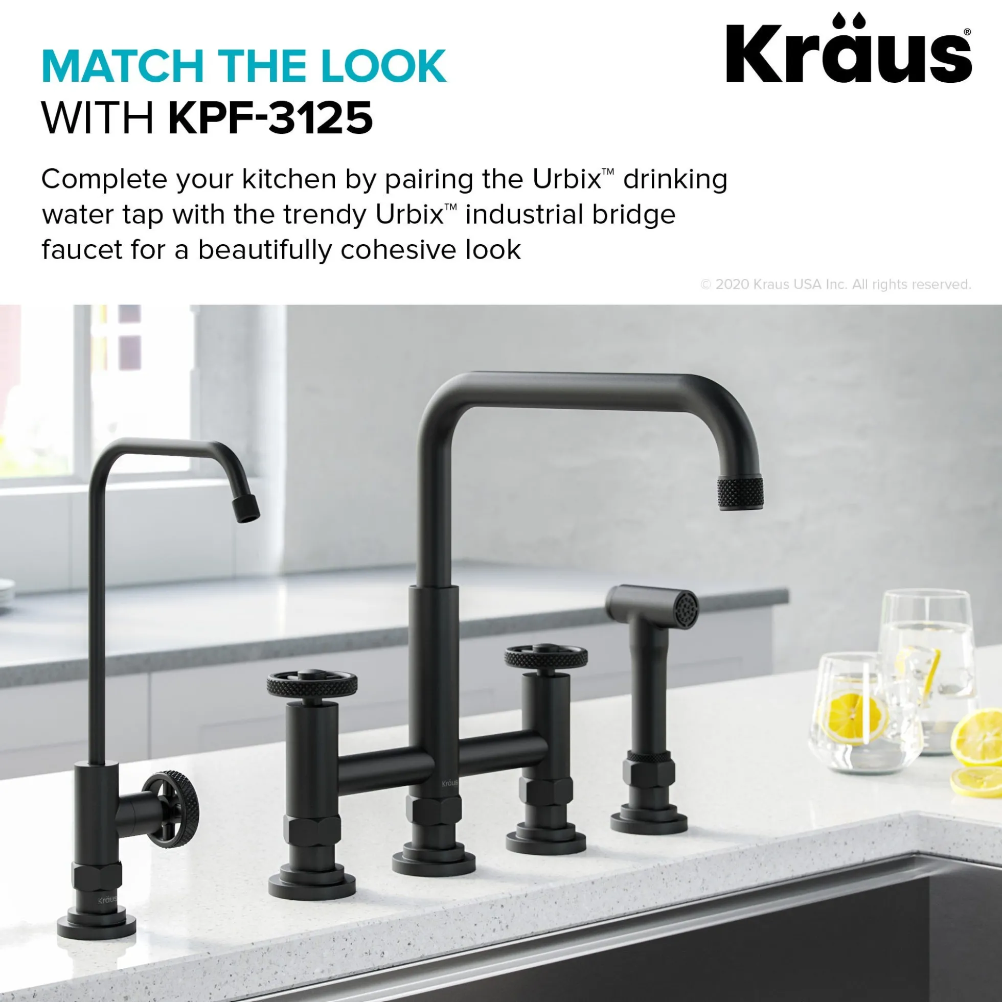 Urbix 100% Lead-Free Kitchen Water Filter Faucet in Matte Black