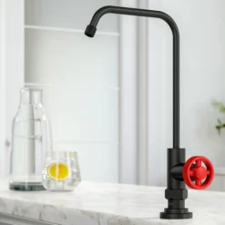 Urbix 100% Lead-Free Kitchen Water Filter Faucet in Matte Black/Red
