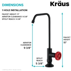 Urbix 100% Lead-Free Kitchen Water Filter Faucet in Matte Black/Red