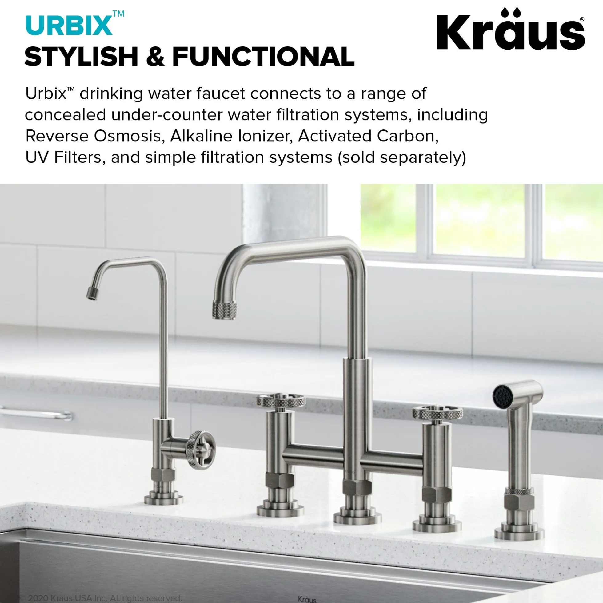 Urbix 100% Lead-Free Kitchen Water Filter Faucet in Spot Free Stainless Steel