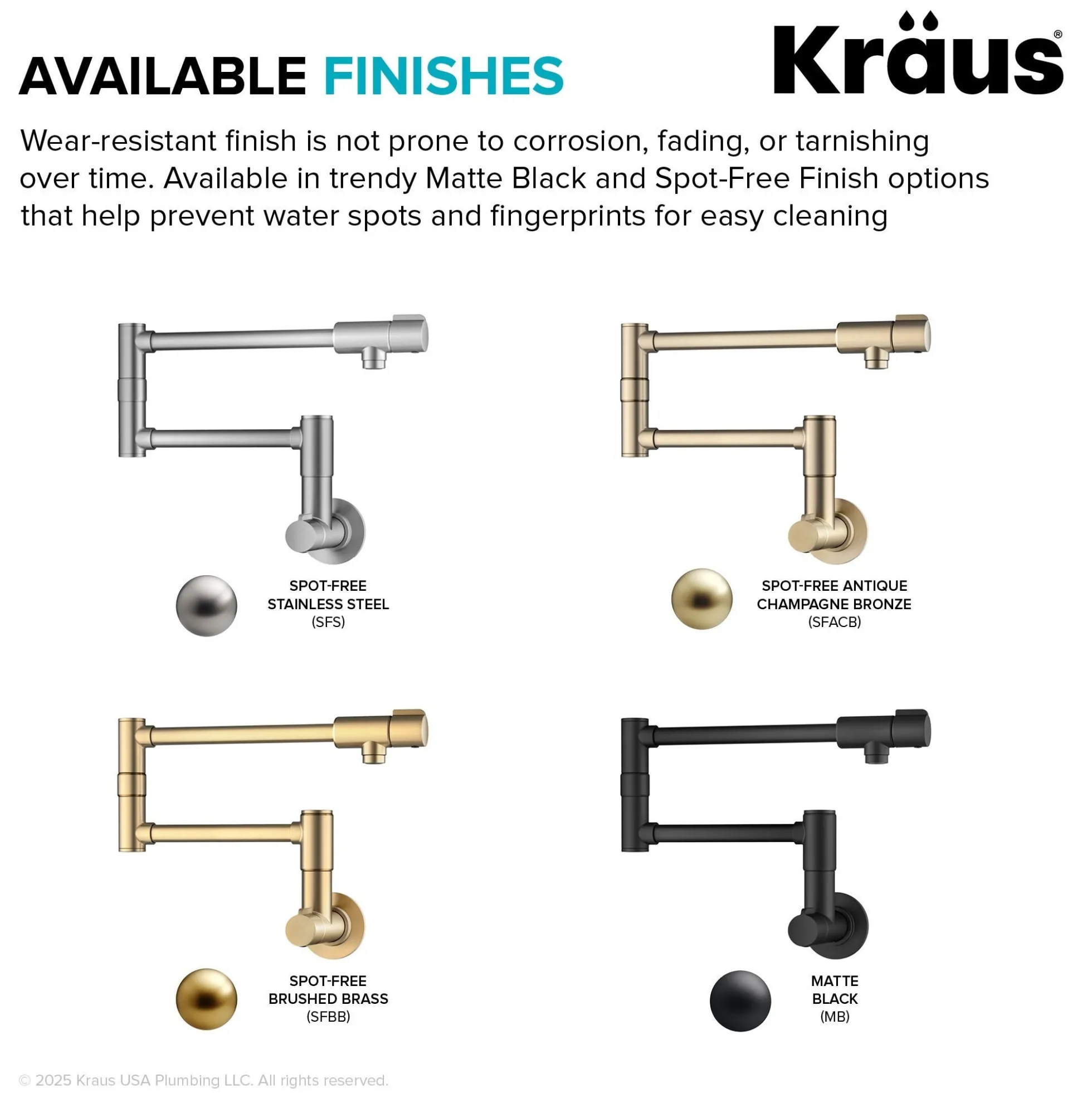Wall Mount Pot Filler Kitchen Faucet with Retractable Arm in Spot-Free Brushed Brass