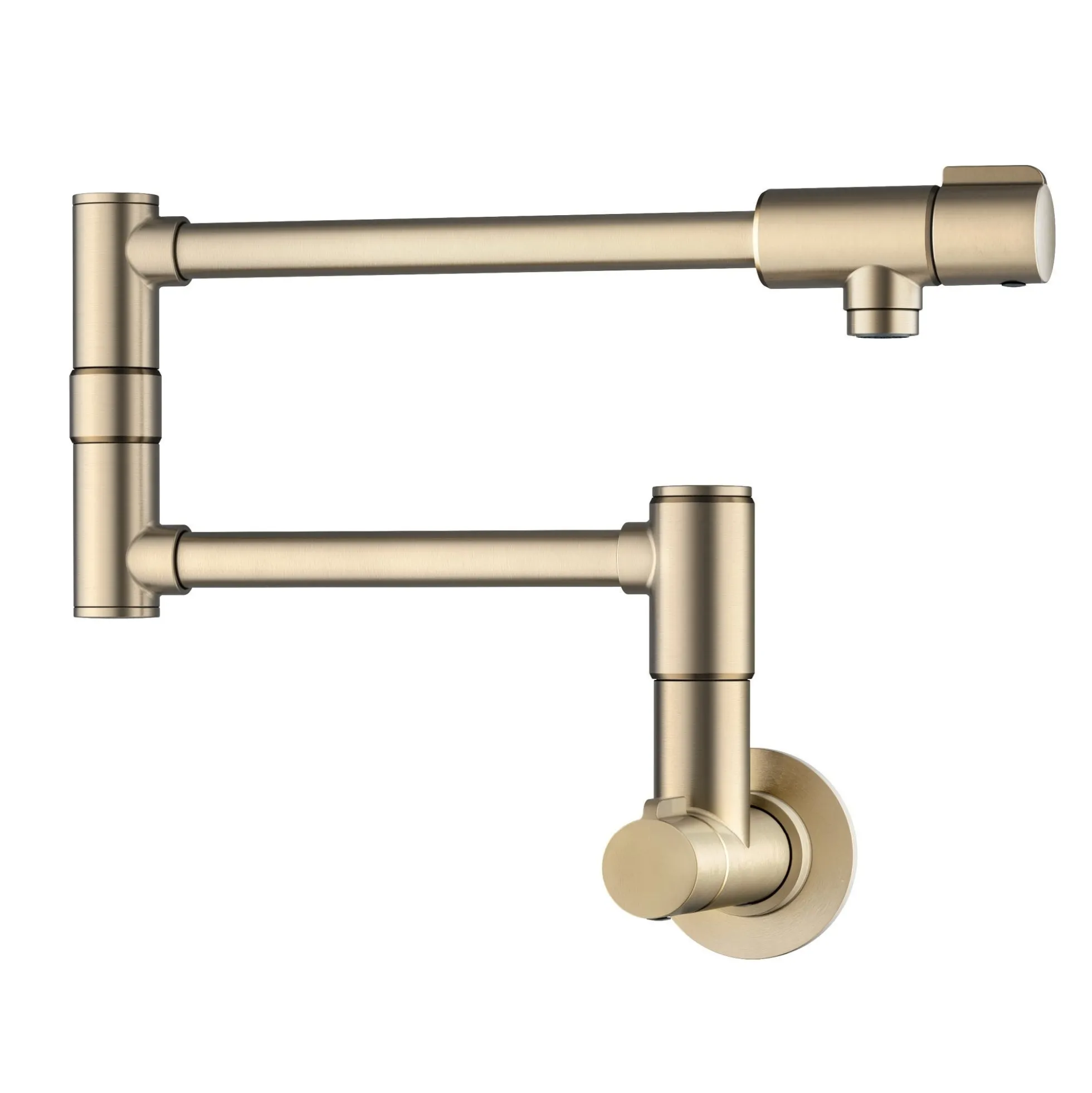 Wall Mount Pot Filler Kitchen Faucet with Retractable Arm in Spot-Free Antique Champagne Bronze