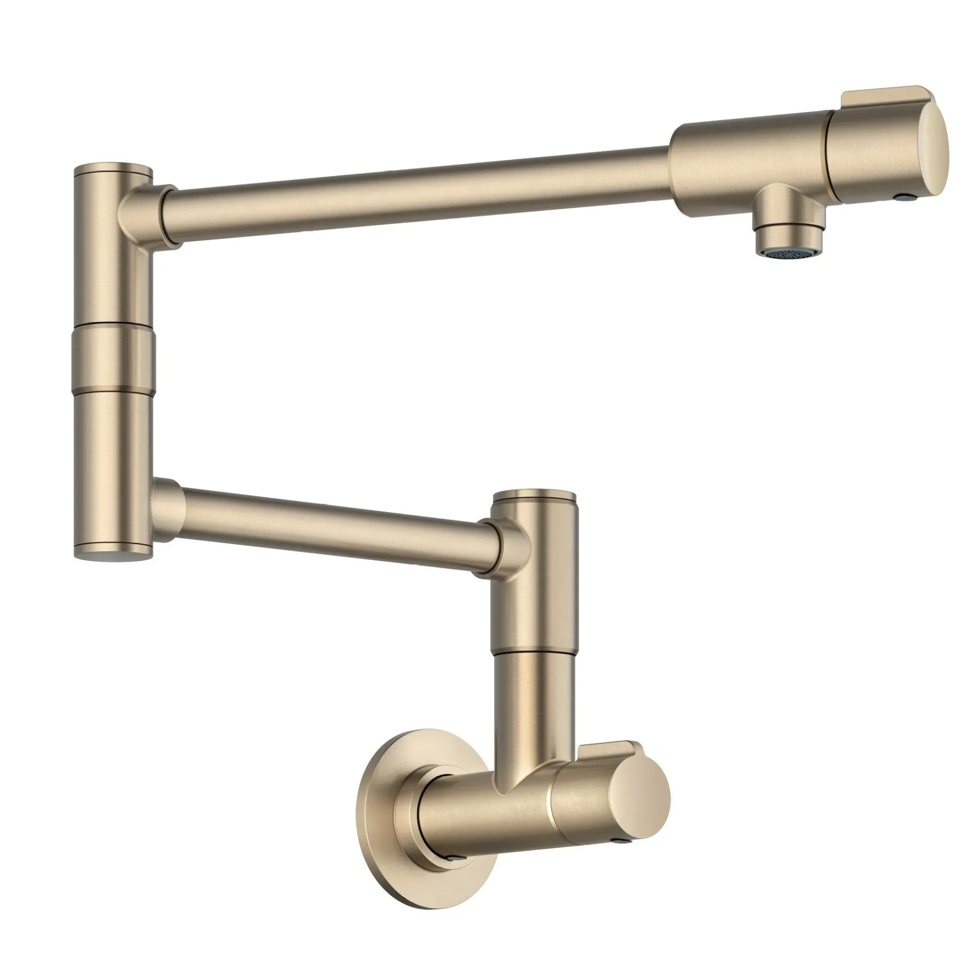 Wall Mount Pot Filler Kitchen Faucet with Retractable Arm in Spot-Free Antique Champagne Bronze