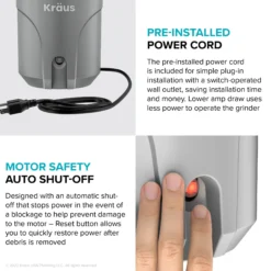 WasteGuard™ High-Speed 1/2 HP Continuous Feed Ultra-Quiet Motor Garbage Disposal with Power Cord and Flange Included and Universal Mount