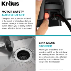 WasteGuard™ 1 HP Continuous Feed Garbage Disposal with Ultra-Quiet Motor for Kitchen Sinks with Power Cord and Flange Included