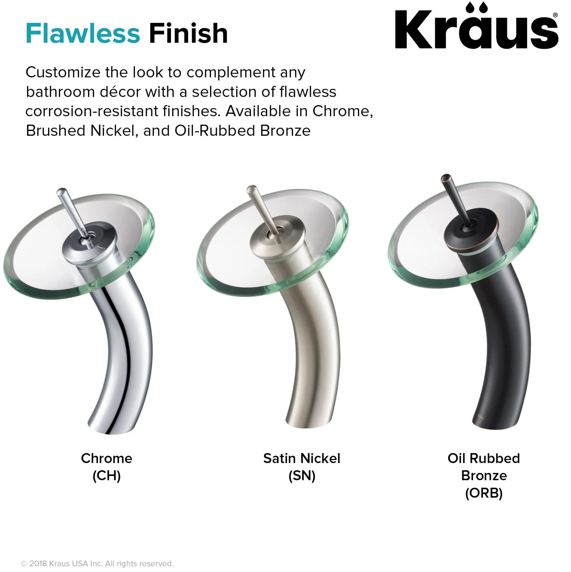 Waterfall Bathroom Faucet with Frosted Black Glass Disk in Chrome