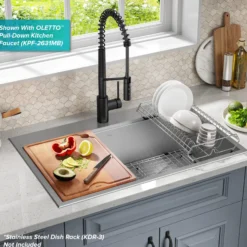 Workstation 33" Drop-In 16 Gauge Stainless Steel Single Bowl Kitchen Sink with Accessories