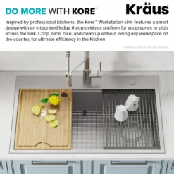 Workstation 33" Drop-In/Undermount 16 Gauge Stainless Steel Single Bowl Kitchen Sink with Accessories