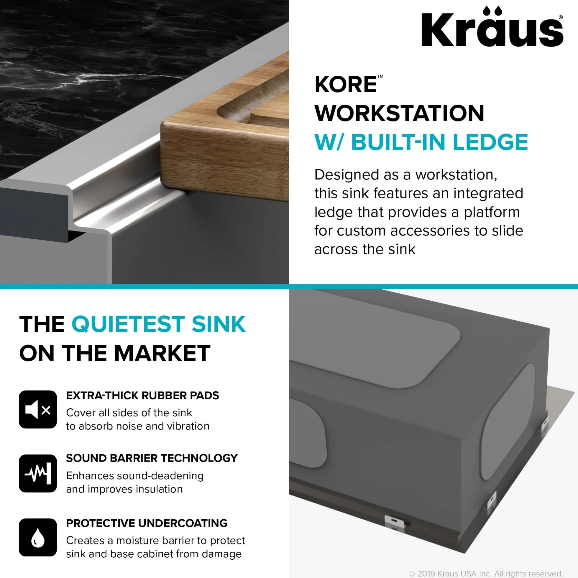 Workstation 33" Drop-In/Undermount 16 Gauge Stainless Steel Single Bowl Kitchen Sink with Accessories