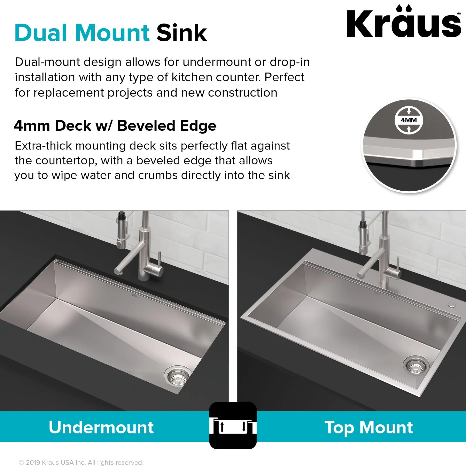 Workstation 33" Drop-In/Undermount 16 Gauge Stainless Steel Single Bowl Kitchen Sink with Accessories