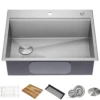 Workstation 28” Drop-In / Undermount 18 Gauge Stainless Steel Single Bowl Kitchen Sink with Accessories