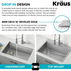Workstation 28” Drop-In / Undermount 18 Gauge Stainless Steel Single Bowl Kitchen Sink with Accessories