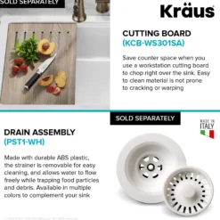 Workstation 33” Drop-In / Undermount Fireclay Single Bowl Kitchen Sink in Gloss White