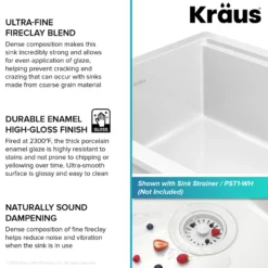 Workstation 33” Drop-In / Undermount Fireclay Single Bowl Kitchen Sink in Gloss White