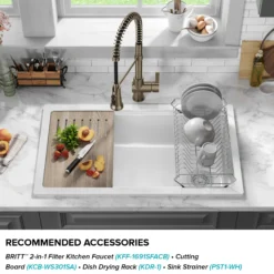 Workstation 33” Drop-In / Undermount Fireclay Single Bowl Kitchen Sink in Gloss White
