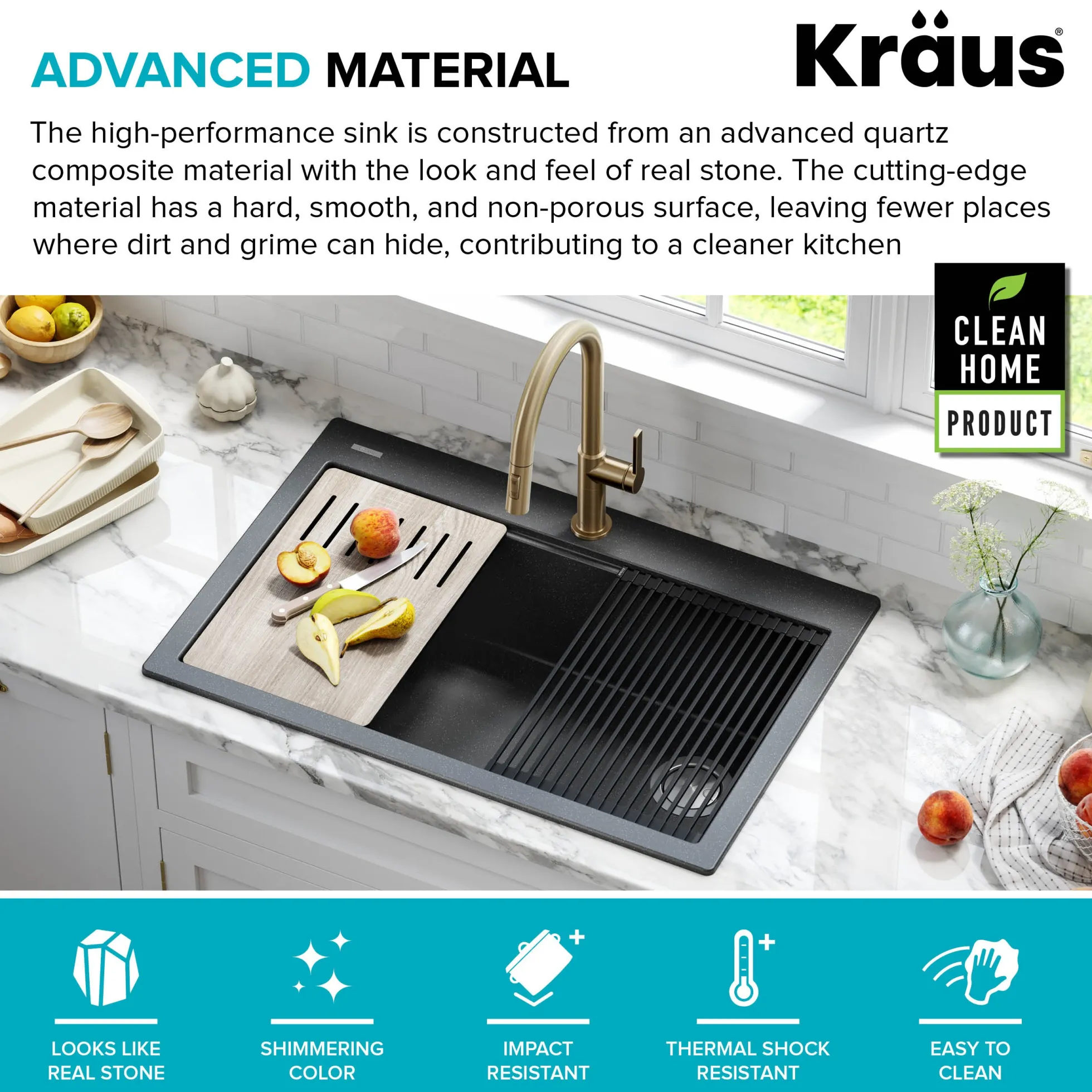 Workstation 33 in. Drop In Single Bowl Granite Kitchen Sink in Metallic Black with Accessories
