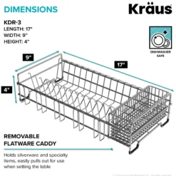 Workstation Kitchen Sink Dish Drying Rack Drainer and Utensil Holder in Stainless Steel