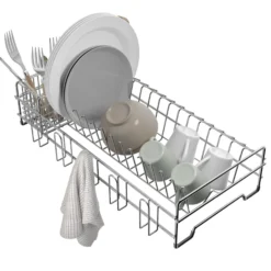 Workstation Kitchen Sink Dish Drying Rack Drainer and Utensil Holder in Stainless Steel