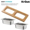 Workstation Kitchen Sink Serving Board Set with Rectangular Stainless Steel Bowls