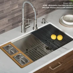 Workstation Kitchen Sink Serving Board Set with Rectangular Stainless Steel Bowls