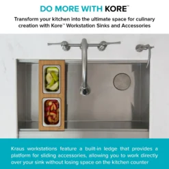 Workstation Kitchen Sink Serving Board Set with Rectangular Stainless Steel Bowls