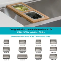 Workstation Kitchen Sink Serving Board Set with Rectangular Stainless Steel Bowls