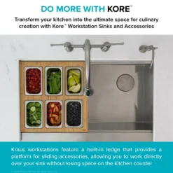Workstation Kitchen Sink Serving Board Set with Rectangular Stainless Steel Bowls