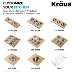 Workstation Kitchen Sink Serving Board Set with Rectangular Stainless Steel Bowls
