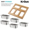 Workstation Kitchen Sink Serving Board Set with Rectangular Stainless Steel Bowls
