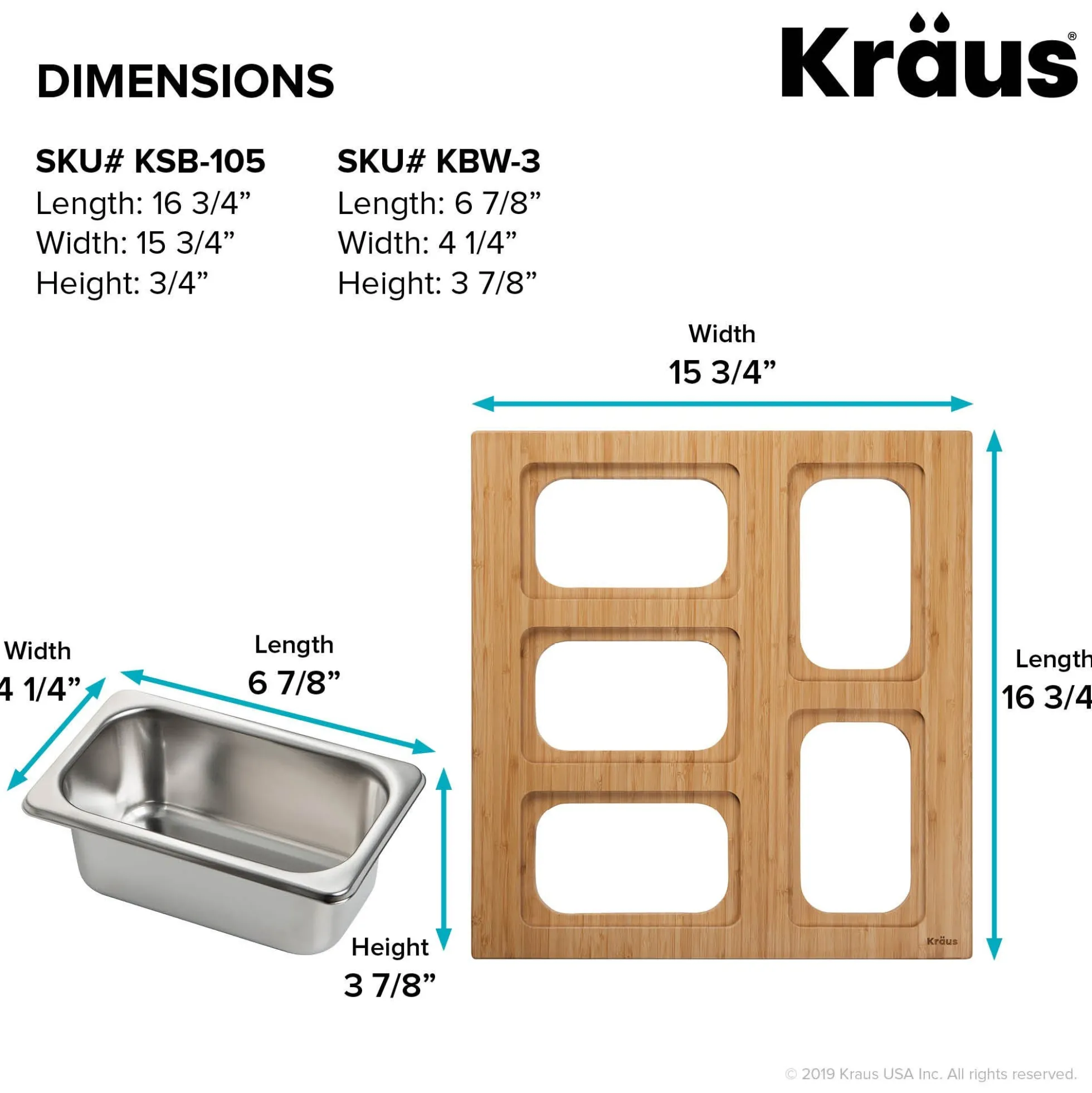 Workstation Kitchen Sink Serving Board Set with Rectangular Stainless Steel Bowls